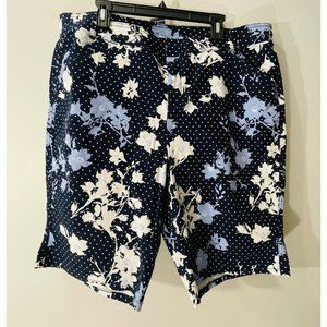 Lane Bryant Women's Blue Floral Polka Dot Bermuda Short Size 18w NWT